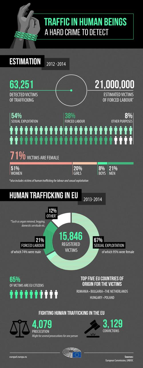 欧盟往年人口贩运、性剥削以及打击犯罪的数据